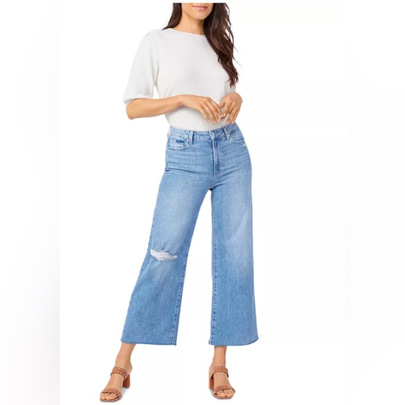 PAIGE Denim - PAIGE Anessa High Rise Ankle Wide Leg Jeans in Kara Destructed Size 26